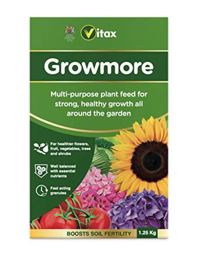 Image of Vitax Growmore, General Purpose Fertiliser, Suitable For Fruit, Veg, Flowers And Lawn, Promotes Heavy Crops, Boosts Growth All Around The Garden- 1.25Kg