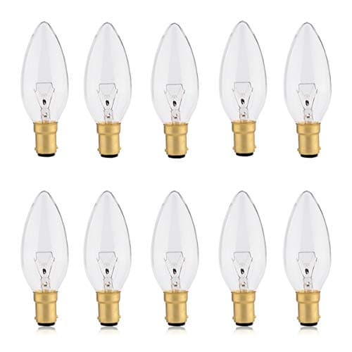 Image of B15 Candle Bulb 2̣5̣Ẉ, 10 Pack SBC Dimmable Small Bayonet Light Bulbs Soft Warm White 2700K, 260 Lumens, by Fancibuy