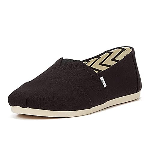Image of TOMS Womens Recycled Cotton Alpargata Loafer Flat, Black White, 4 UK