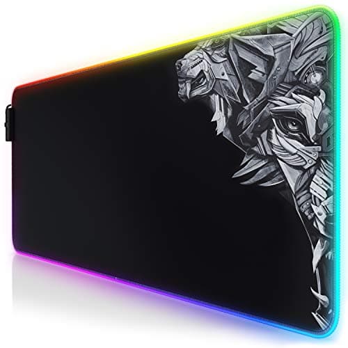 Image of TITANWOLF XXL RGB Gaming Mouse Pad - 800x300mm - Mouse Mat - XXXL Extended Large LED Mousepad - 11 Multi colors and effect modes - Non Slip Base - Computer Keyboard Mice Mat for Macbook PC - Wolf
