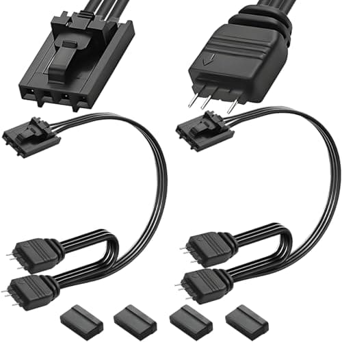 Image of HAAMNING7 2 Pcs 4 pin ARGB Adapter for Corsair Commander Core XT 1 to 2 ARGB Adapter Splitter Cable Connect to 5V 3 Pin ARGB Fan Device, for Commander CORE, Lighting Node Core