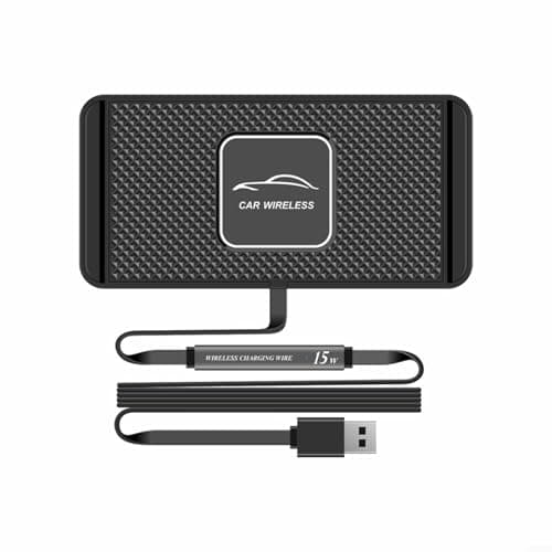 Image of Entgoinggo 15W USB Car Wireless Charger Fast Charging Pad Anti-Slip Mat, For Dashboard All Qi-Enabled Smartphones Case Friendly Slim Design