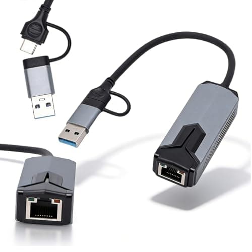 Image of LICAEVEY 5G 2 in 1 USB 3.0 to Ethernet Adapter for Wins Mac OS Linux Laptop PC Tablet, 5000Mbps High Speed USB A Network Dongle with Aluminum Alloy Casing