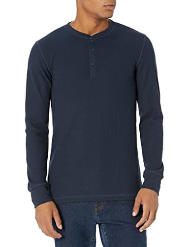 Image of Amazon Essentials Men's Slim-Fit Long-Sleeve Waffle Henley Shirt, Navy, S