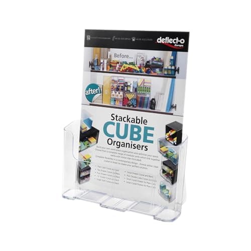 Image of Deflecto A4 Portrait High Back Single Compartment Literature Holder, Magazine File Holder, Leaflet Holder, Leaflet Display Stand, Wall Mounting Option