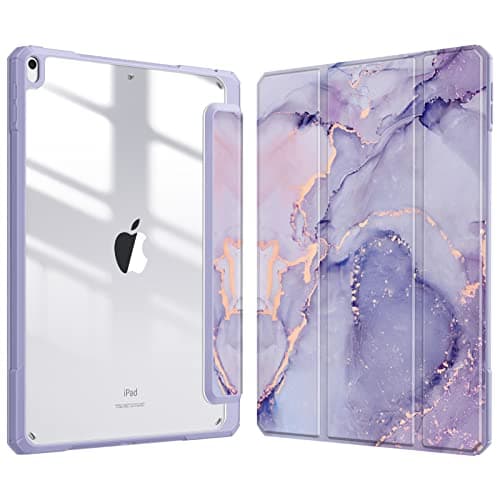Image of FINTIE Hybrid Case Compatible with iPad Air 3rd Generation 2019 / iPad Pro 3rd Generation 2017, 10.5-inch Built-in Pencil Holder Shockproof Cover with Clear Transparent Back Shell, Liac Marble