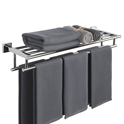 Image of Sayayo Towel Rail Wall Mounted Chrome Bathroom Towel Shelf 28-Inch Towel Holder, SUS304 Stainless Steel Towel Rack, EGZ8070-C