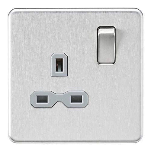 Image of Knightsbridge SFR7000BCG Screwless 1G Dp Switched Socket, Silver