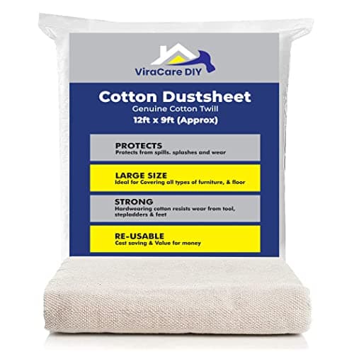 Image of 2 x Cotton Dust Sheets 12'x9' (3.6mx2.7m) for Painting & Decorating | Paint Sheets | Drop Cloth | Painting & Paint Cover Sheets | Dust Sheets for Furniture | Washable and Reusable | (2)