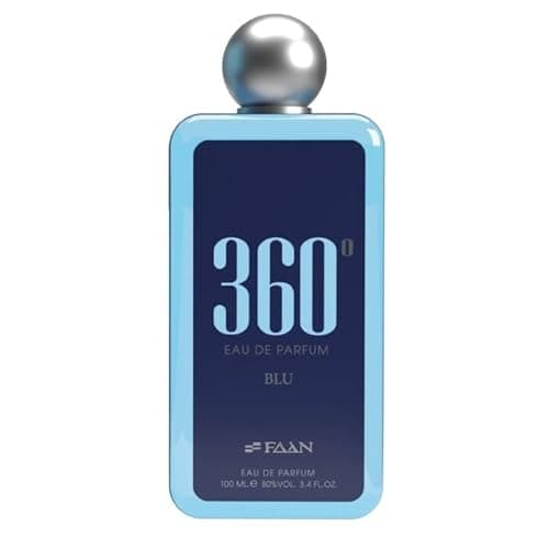 Image of 360° Degree Blu FAAN Eau De Parfum 100ml (3.4 oz) for Men Fresh Aromatic Citrus Fragrance Lemon, Mint, Ginger, Sandalwood & Vetiver Long Lasting Men's Perfume