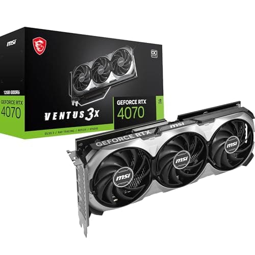 Image of MSI GeForce RTX 4070 VENTUS 3X E1 12G OC Graphics Card - RTX 4070 GPU, 12GB GDDR6 (20Gbps/192-bit), PCIe 4.0-3 x TORX Fan 4.0 - HDMI 2.1a, DisplayPort 1.4a