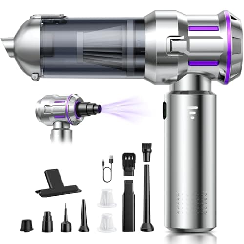 Image of Handheld Vacuum Cleaner, 22000Pa 4-in-1 Car Vacuum Cleaner Cordless, 3 Speed Brushless Motor Mini Hoover with One-Touch Cleaning, Rechargeable Portable Air Duster for Home Car Office Pet Hair, Silver