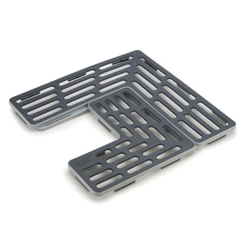 Image of Joseph Joseph Sink Saver- 2 piece Adjustable Kitchen Sink Protector Mat with Non Slip feet, Grey