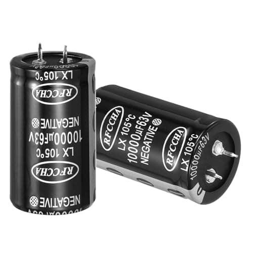 Image of sourcing map 63V 10000uF Snap in Electrolytic Capacitor, 2 Pcs 2 Pin Audio Amplifier Aluminum Electrolytic Capacitor for Filter Audio Smart Home Appliances Electronic Component(Black,51.5x30mm)