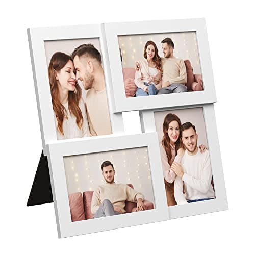 Image of SONGMICS Collage Picture Frames, 4 Frames for 4x6 Photos, Collage Photo Frames for Wall, Multi Frames, Wall Decor, Cloud White RPF25WT