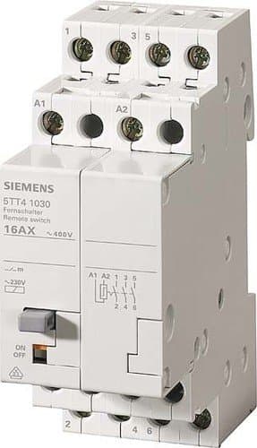 Image of Siemens 5TT4103-0 Remote Switch with 3 NO Contact for AC 230, 400V 16A Control AC 230V, White