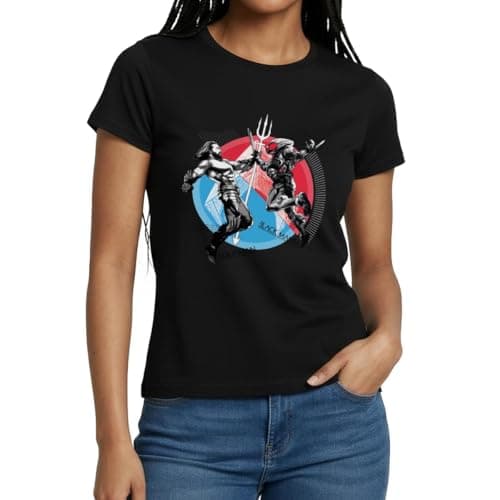 Image of Spreadshirt Aquaman Movie Aquaman vs. Black Manta Women's T-Shirt, L, Black