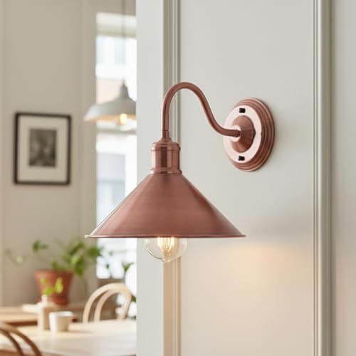 Image of LEDSone Wall Light Fixture, Modern Metal Indoor Wall Sconce with E27 Bulb Holder, Decorative Copper Wall Lamp for Bedroom, wall Lights for Living Room Hallway & Staircase