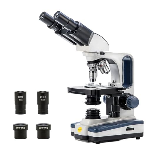 Image of SWIFT SW350B Binocular Compound Microscope for Adults, 40x-2500x, Wide-Field 10x and 25x Eyepieces, LED Illumination, Abbe Condenser, Double-Layer Mechanical Stage, UK Plug