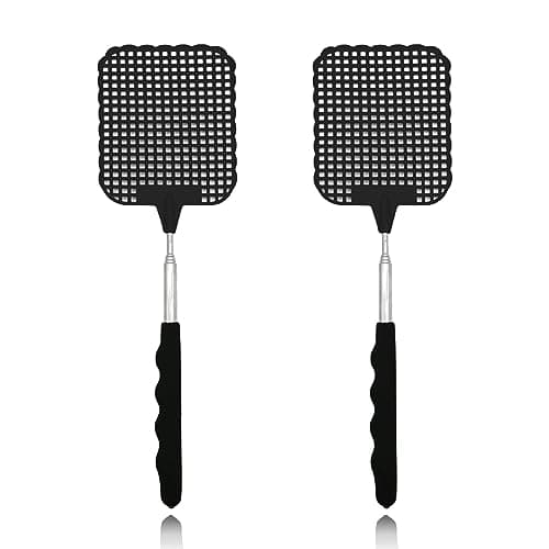 Image of ILamourCar Extendable Fly Swatters 2 Pack, Strong Flexible Manual Swat Set, Manual Fly Swat Pest Control for Indoor Outdoor Mosquito Wasp Bug Insect (Black)