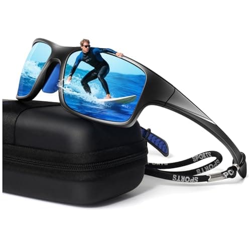 Image of LINVO Polarised Sports Sunglasses for Men,Thick Square Wrap Around 100% UV400 Protection Sun Glasses for Driving Fishing