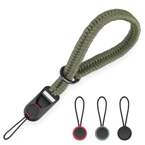 Image of QMLING Camera Wrist Strap Quick Release, Paracord Rope Camera Hand Strap, Adjustable Camera Strap for SLR DSLR Digital Mirrorless Camera (Green)