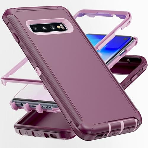 Image of AYMECL for S10 Plus Case, [Military Grade] 3 in 1 Heavy Duty Full Body Shockproof Protection Phone Case for Samsung Galaxy S10 Plus 6.4 inch,Pink+Wine Red
