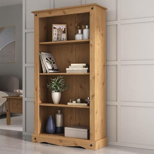 Image of Mews Corona Bookcase Medium Solid Mexican Pine Wood