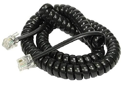 Image of K M Electronics® Telephone Phone Curly Coiled HANDSET Lead Cable Cord Wire RJ10 Plug Black 2M