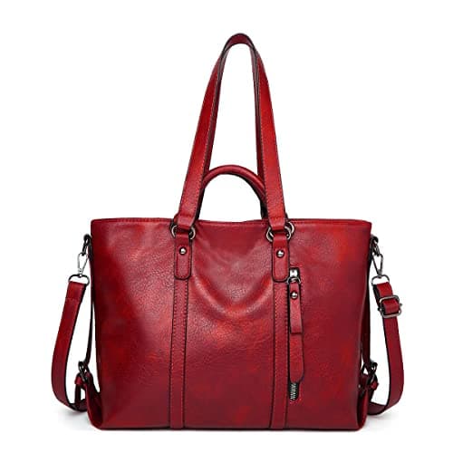 Image of Aileese Tote Handbags for Women Retro Soft Leather Hobo Purses Fashion Crossbody Large Shoulder Bags Red