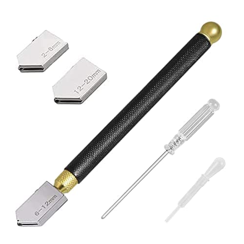 Image of iJiZuo Glass Cutter Kit - Professional 2mm-20mm Cutting Head, Oil Feed Carbide Tip for Glass, Tiles, Mirror, Mosaic