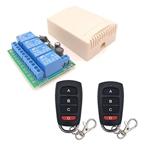 Image of DieseRC DC 12V 24V 4CH Wireless Remote Control Switch DC 6-30V 10A 4-Channels 433Mhz Radio Frequency Relay Receiver with 2 RF Transmitters for Lights Garage Door Motor Awning