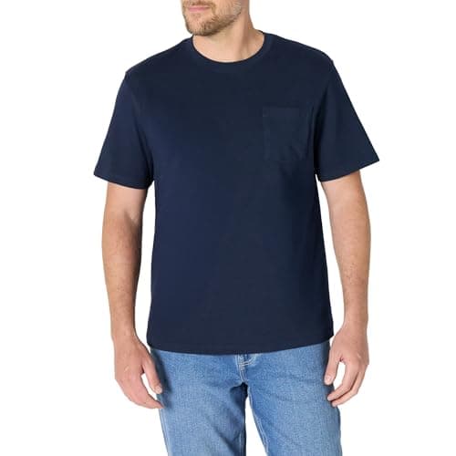 Image of Amazon Essentials Men's Relaxed Fit Heavyweight Cotton Pocket T-Shirt, Navy, M