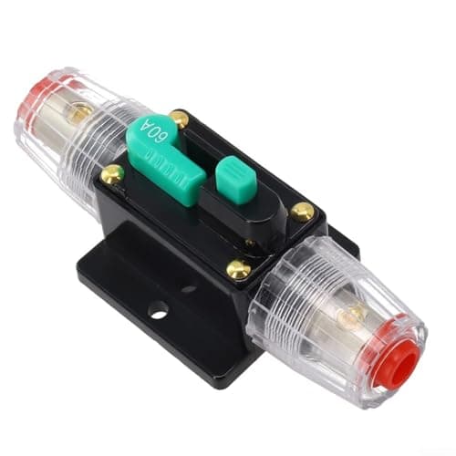 Image of RiseNova High Current DC Circuit Breaker 10A-100A Auto Reset Fuse 12V-24V for Marine Vehicle Audio System Panel Mount 4-8 AWG(60A)