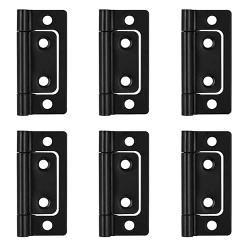 Image of 6 Pcs Door Hinges, Black Flush Hinges-Flush Mount Hinges, for Cabinet Furniture Window Wardrobe 51 * 25mm(2 Inch)