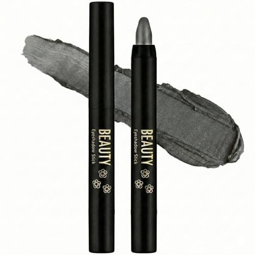 Image of 2PCS Charcoal Gray Eyeshadow Stick – Waterproof Smoky Eye Cream Pencil, Metallic Shimmer Finish, Long Wear Smudge-Proof Twist-Up Shadow for Day to Night Looks