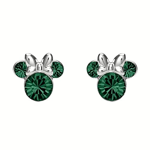 Image of Disney Minnie Mouse Sterling Silver May Birthstone Earrings