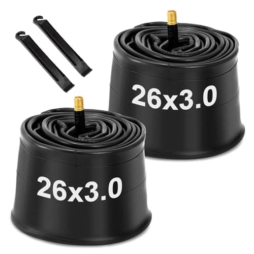 Image of 26x3 Fat Bike Inner Tube: Hycline 2-Pack Electric Fat Tire Tubes AV 32mm Schrader Valve, Premium Butyl Rubber Puncture Resistant Replacement Tubes with 2 Tire Levers