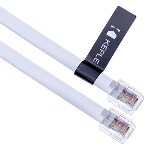 Image of Keple RJ12 to RJ12 Cable 5m 6P6C Flat Extension Lead Phone Cord Telephone Plug Connector Male to Male Router/Modem to Phone Landline Socket Switchboard Lead Data Plug Wire RJ-12 to RJ-12 (White)