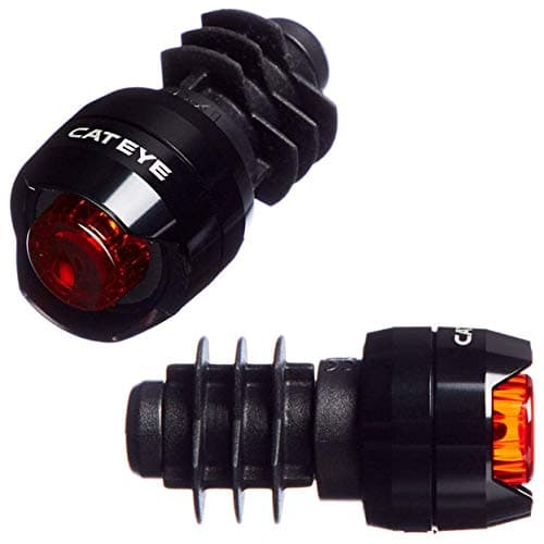 Image of CatEye Orb Handlebar End Rear Cycling Light Set - Gloss Black/Bar Pair Be Seen Battery Bicycle Cycle Bike Road Mountain Trail Commuting Commute Bright Dark Winter Safety Red Tail Safe Lighting Loop