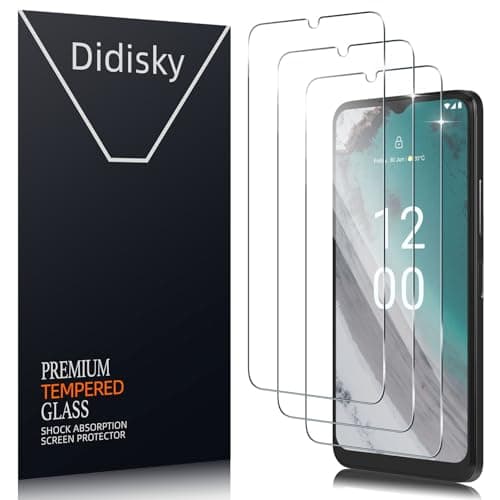 Image of Didisky 3 Pack Screen Protector for Nokia C32, 9H Tempered Glass Screen Protector, Easy to Install, Scratch-Resistant, HD Clear