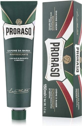 Image of Proraso Shaving Cream Tube, 150ml, Refreshing and Toning Shaving Cream for Men with Eucalyptus Oil and Menthol, Made in Italy, Green