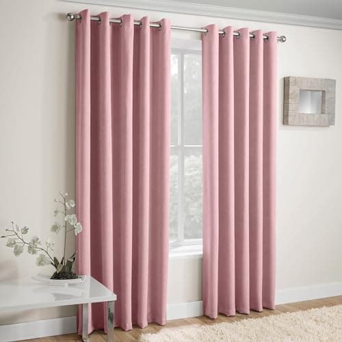 Image of Enhanced Living Vogue Blush Pink 46 x 90 inch (117x229cm) Eyelet Thermal Noise Reducing Dim Out Curtains for Bedroom and Living Room
