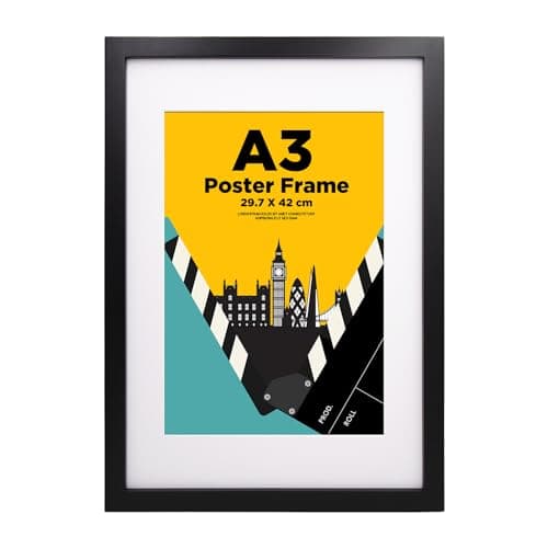 Image of A3 Frame,100% Solid Wood with A4 Mat,A3 Picture Frame,A3 Photo Frames with Acrylic Glass,A3 Poster Frame for Wall Mounting,29.7x42cm Certificate Frames for Portrait,Black