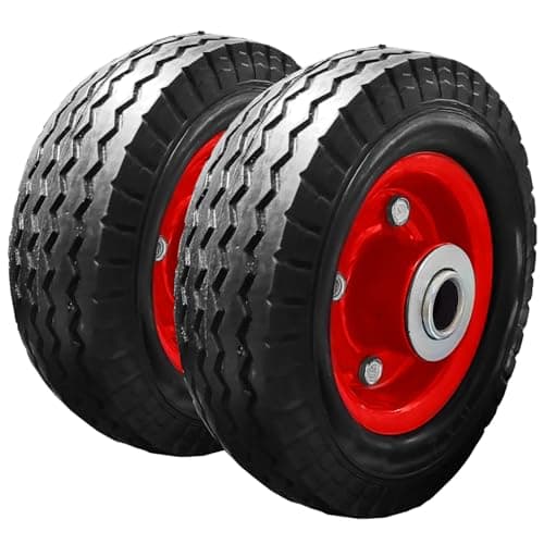 Image of 6" 152mm Pair of Wheels Solid Heavy Duty Tyre Puncture Proof Tyre Sack Truck Cart Trolley Wheel with 12mm Bore Roller Bearings 6x2