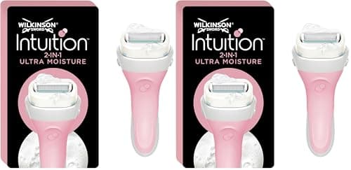 Image of WILKINSON SWORD - Intuition Ultra Moisture Razor and Blade For Women | Pack of 2 Blade and Handle| No Shave Gel Needed