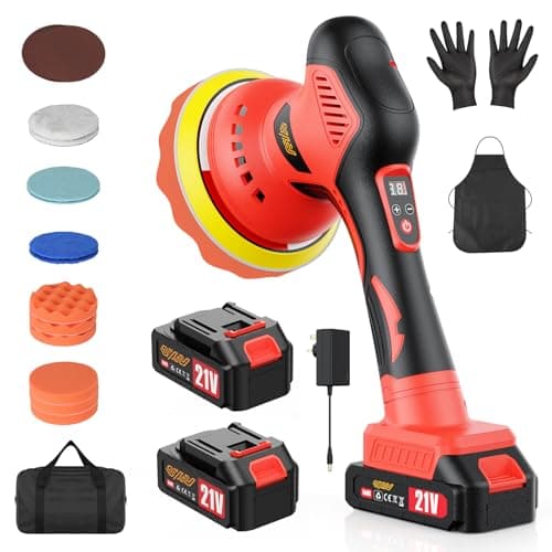 Image of Innsky Cordless Car Polisher, 2 * 21V 4.0Ah Rechargeable Batteries Car Buffer Polisher Machine with 8 Variable Speed 2800-6200RPM, 6 IN Dual Action Car Polisher for Detailing Polishing
