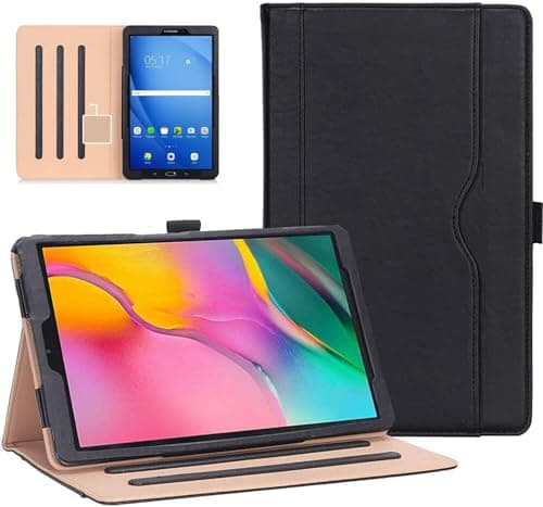 Image of World biz Case for Samsung Galaxy Tab A 10.1 Inch 2019 (SM-T510/T515/T517) - Premium PU Leather Stand Folio Protective Cover, with Document Pocket, Pencil Holder, Auto Wake/Sleep - Black