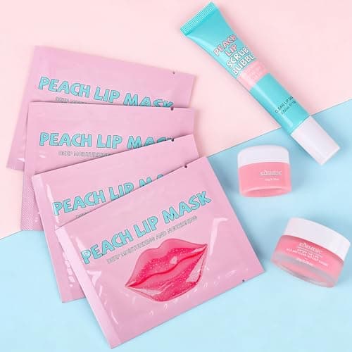 Image of Lip Scrub and Lip Mask Set Lip Care Gift Set with Hydrating Lip Balm, Lip Scrub, Scrub Bubble and Lip Mask, Lip Moisturizer Gift Set for Teen
