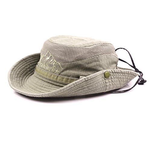 Image of KeepSa Sun Hat Men Women Cotton Foldable Summer Anti UV Outdoor Bucket Hat Travel Hat Safari Cap with Breathable Mesh and Adjustable Chin Strap, Khaki, 60cm